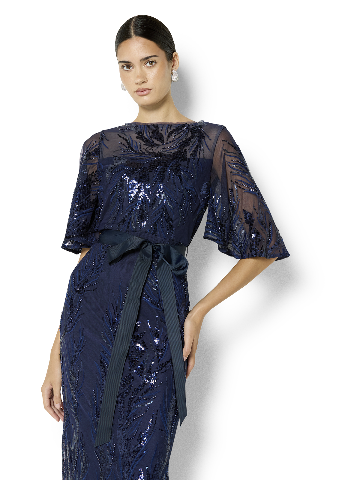 Alaine Navy Embroidered Gown