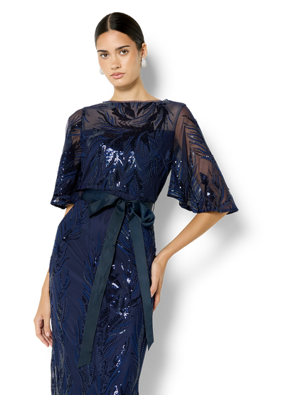 Alaine Navy Embroidered Gown