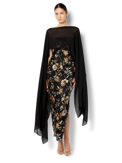 Angeline Black Chiffon Overlay Wrap