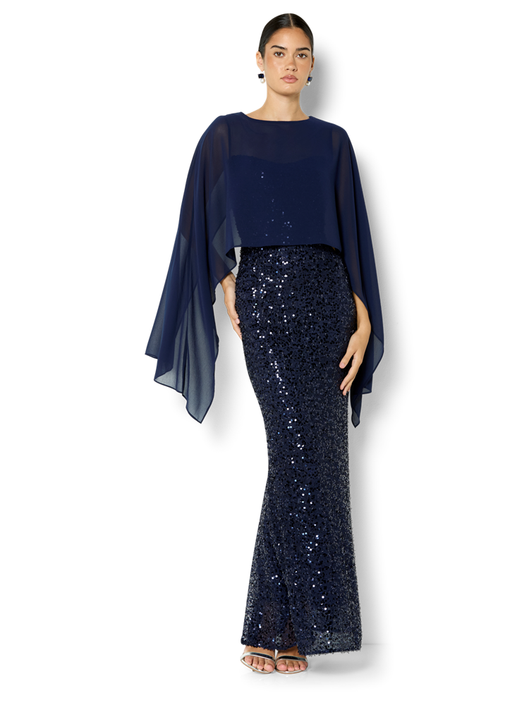 Ariane Navy Sequin Gown
