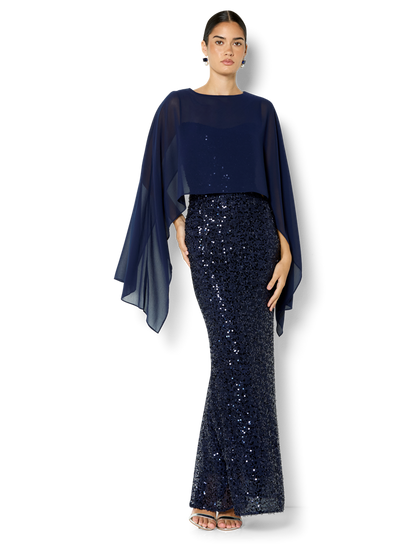 Ariane Navy Sequin Gown
