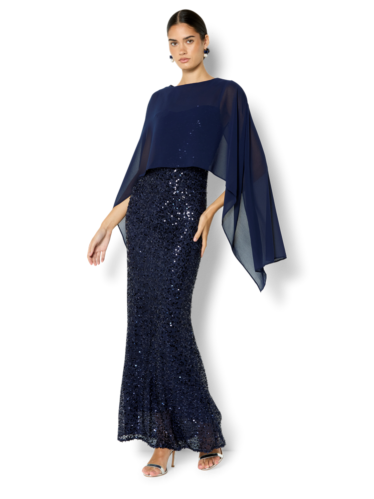 Ariane Navy Sequin Gown