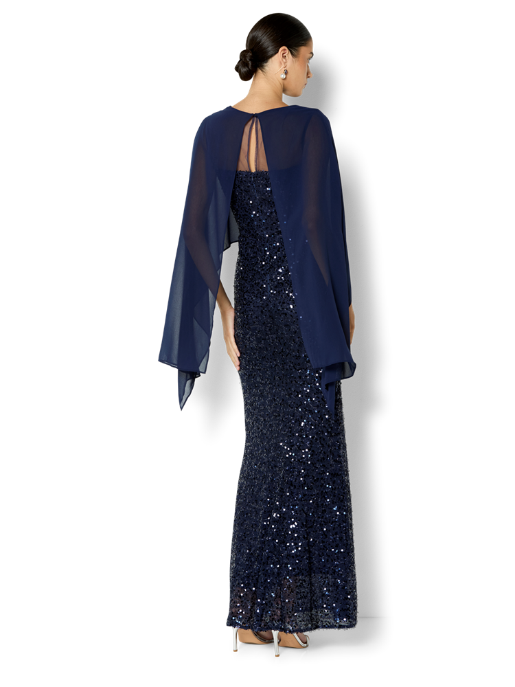 Ariane Navy Sequin Gown
