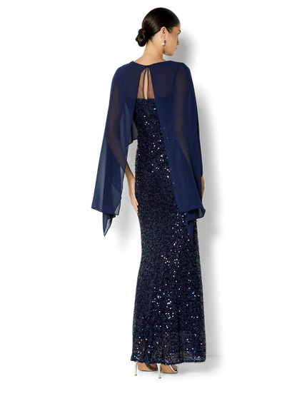 Ariane Navy Sequin Gown
