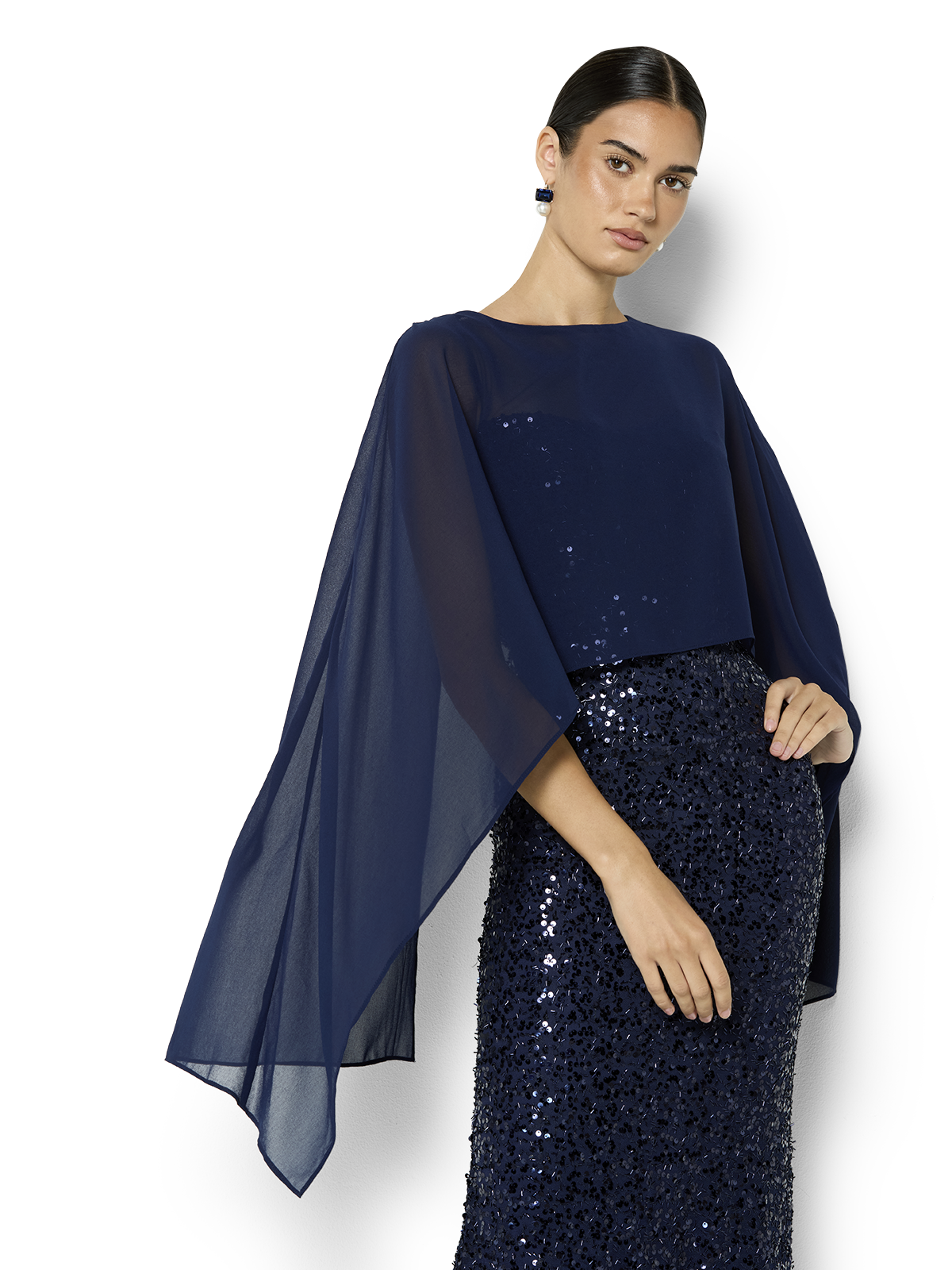 Ariane Navy Sequin Gown