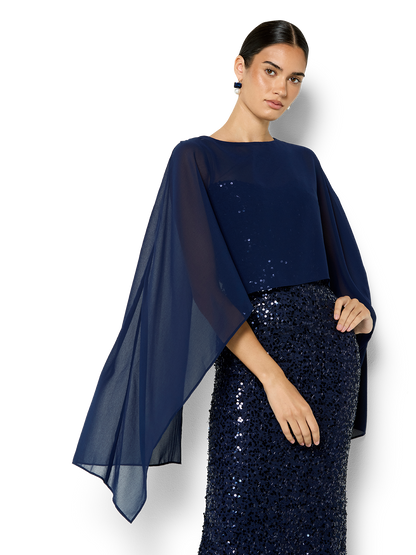 Ariane Navy Sequin Gown