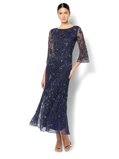 Arianna Navy Hand Beaded Dress