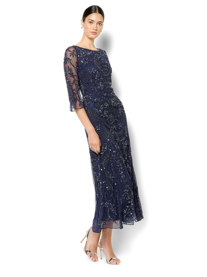 Arianna Navy Hand Beaded Dress