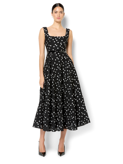Ascot Polka Dot Midi Dress