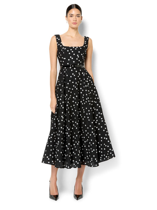 Ascot Polka Dot Midi Dress