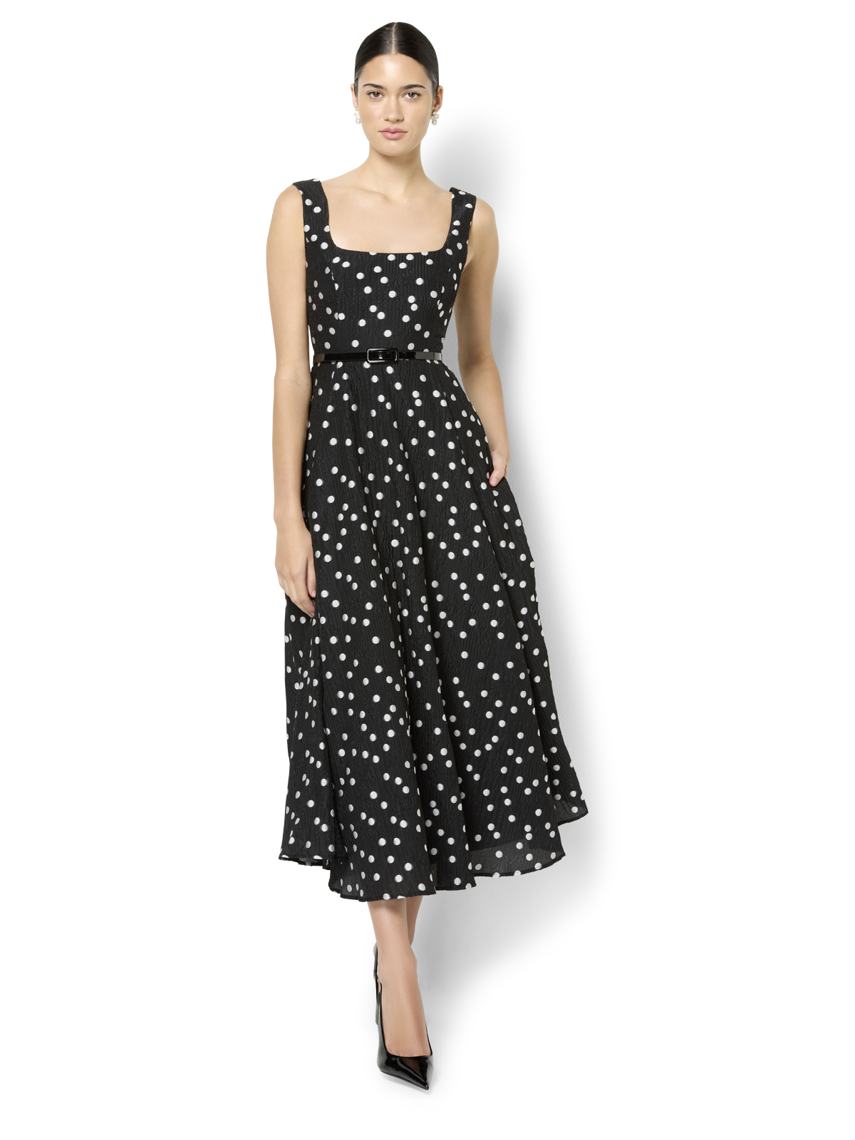 Ascot Polka Dot Midi Dress