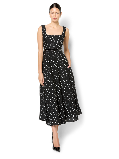 Ascot Polka Dot Midi Dress