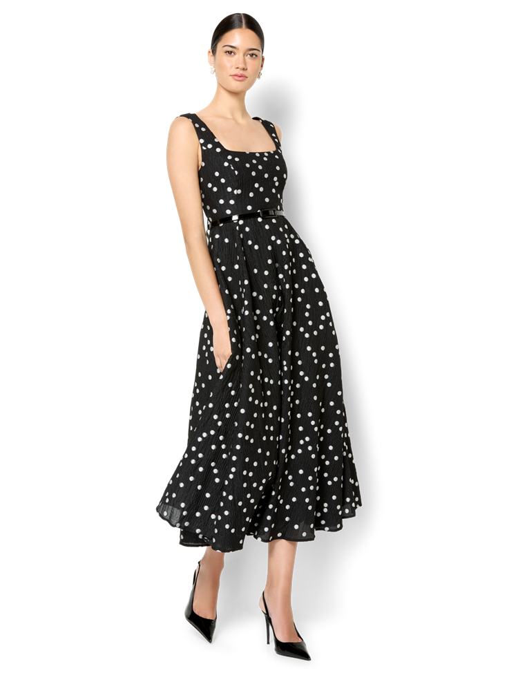Ascot Polka Dot Midi Dress