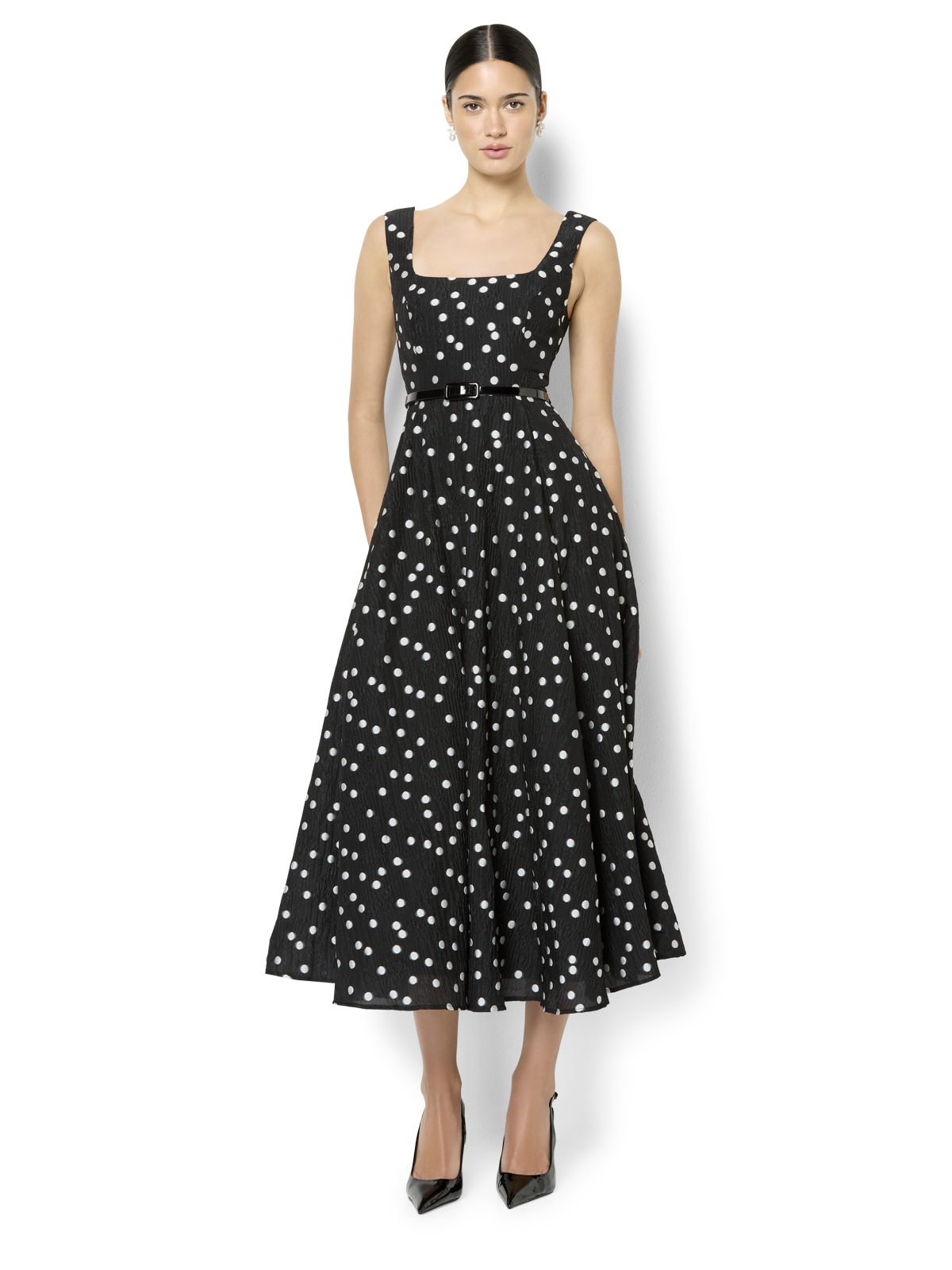 Ascot Polka Dot Midi Dress