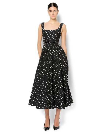 Ascot Polka Dot Midi Dress