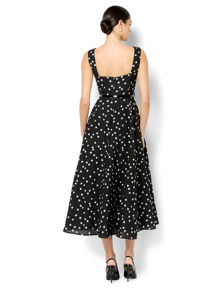 Ascot Polka Dot Midi Dress