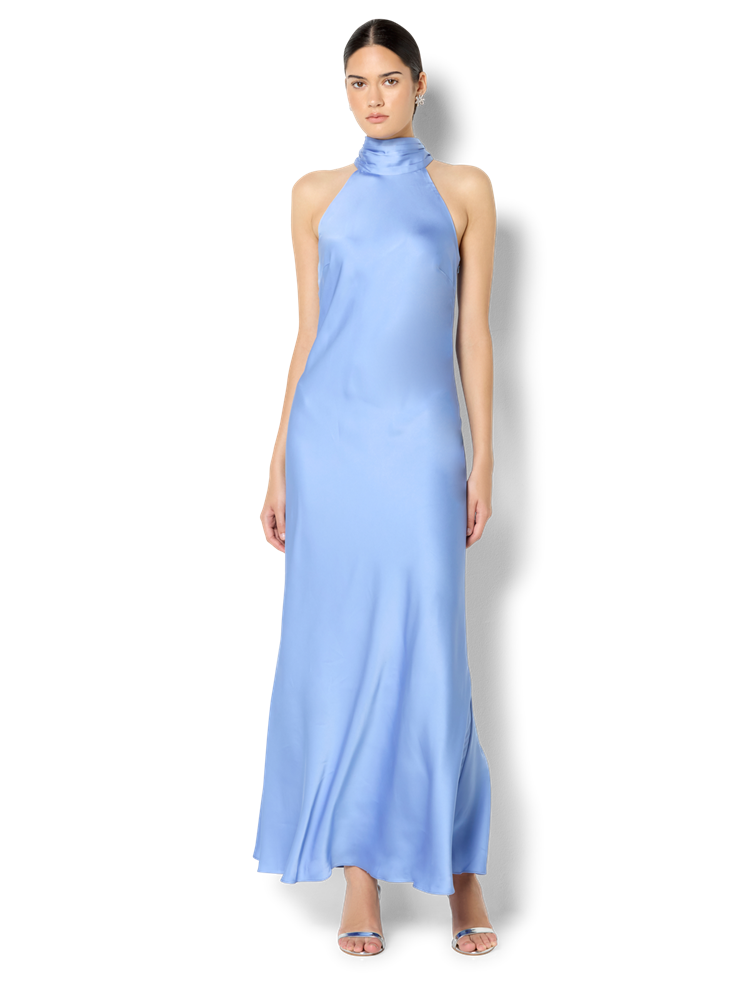 Azalea Periwinkle Satin Maxi Dress
