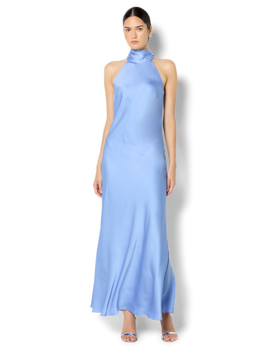 Azalea Periwinkle Satin Maxi Dress