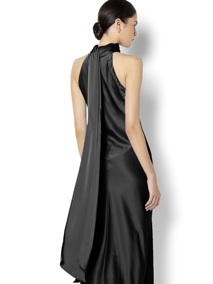Azalea Black Satin Maxi Dress