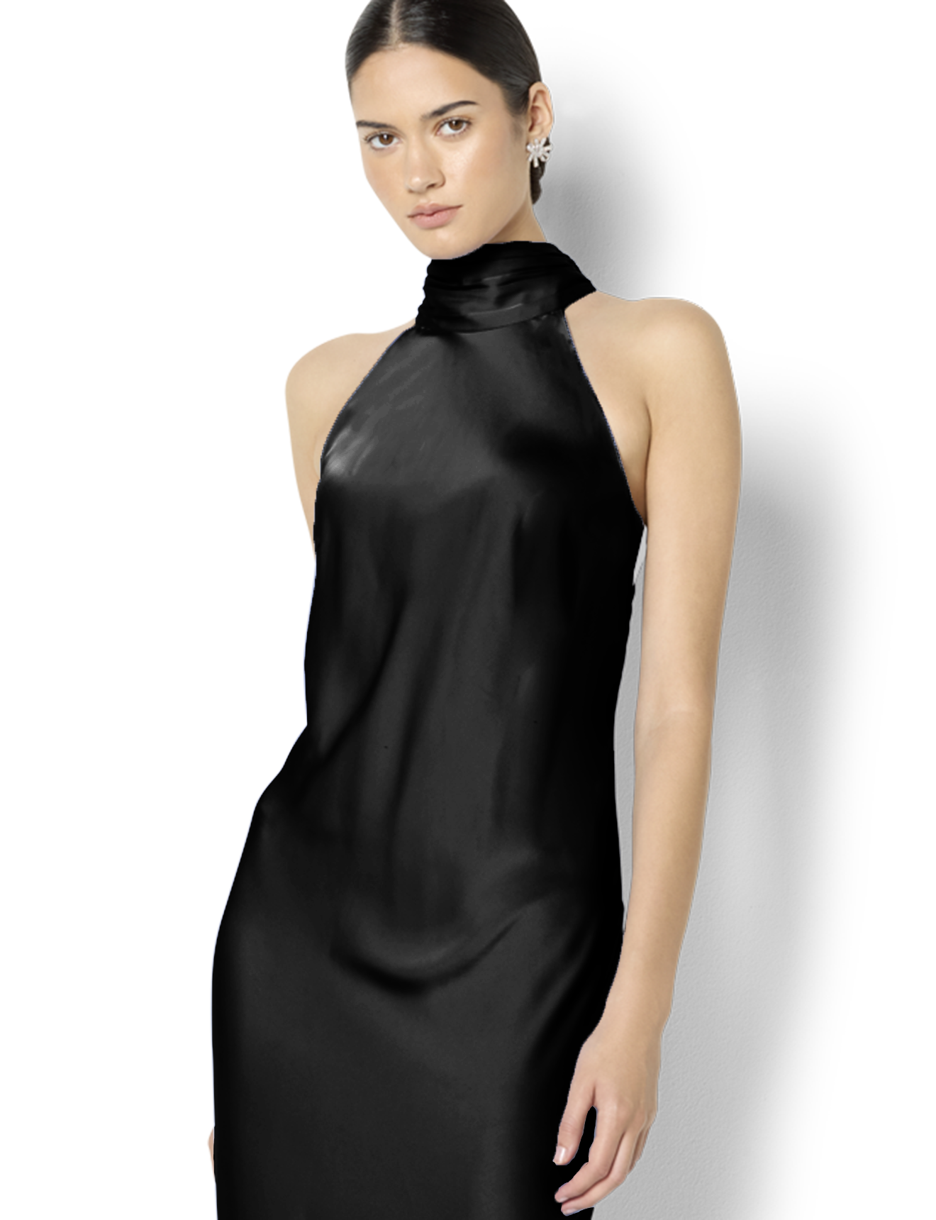 Azalea Black Satin Maxi Dress