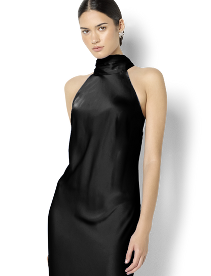 Azalea Black Satin Maxi Dress