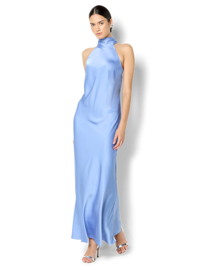 Azalea Periwinkle Satin Maxi Dress