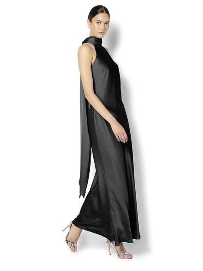 Azalea Black Satin Maxi Dress