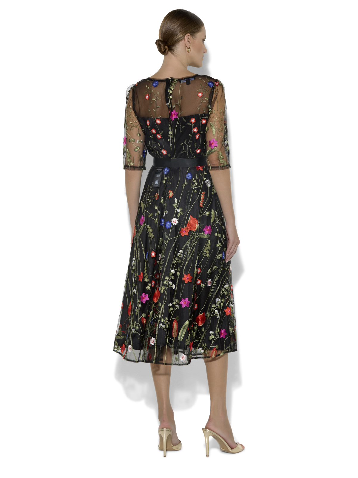 Botanica Tangerine Embroidered Dress