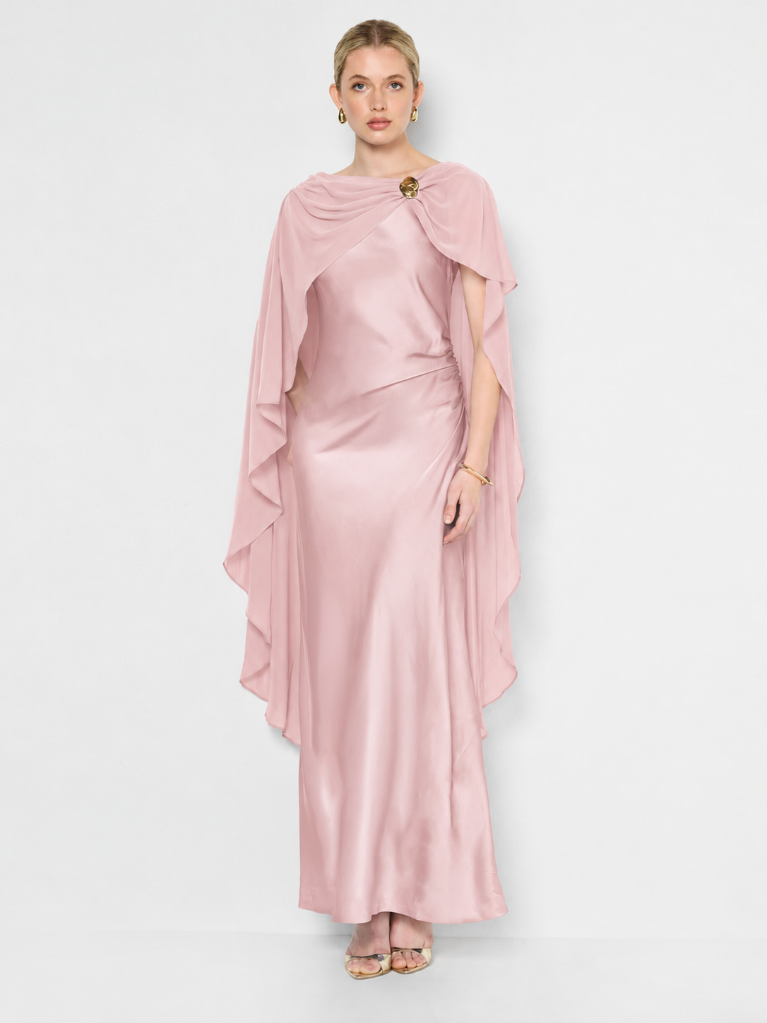 Brie Pink Overlay Satin Dress