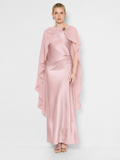 Brie Pink Overlay Satin Dress