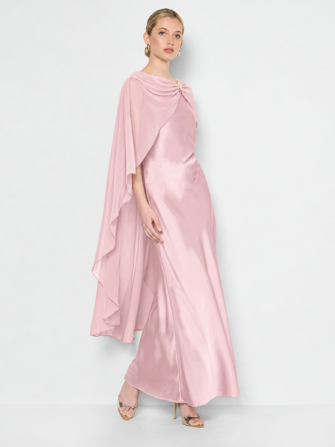 Brie Pink Overlay Satin Dress