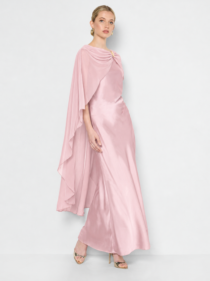 Brie Pink Overlay Satin Dress