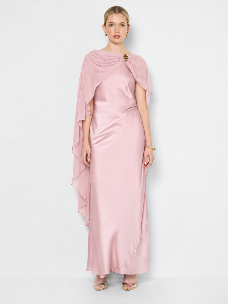 Brie Pink Overlay Satin Dress
