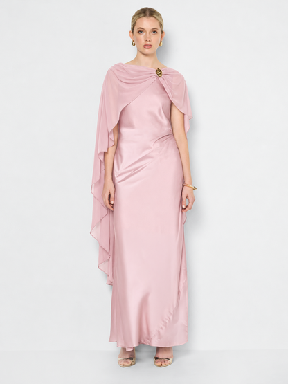 Brie Pink Overlay Satin Dress