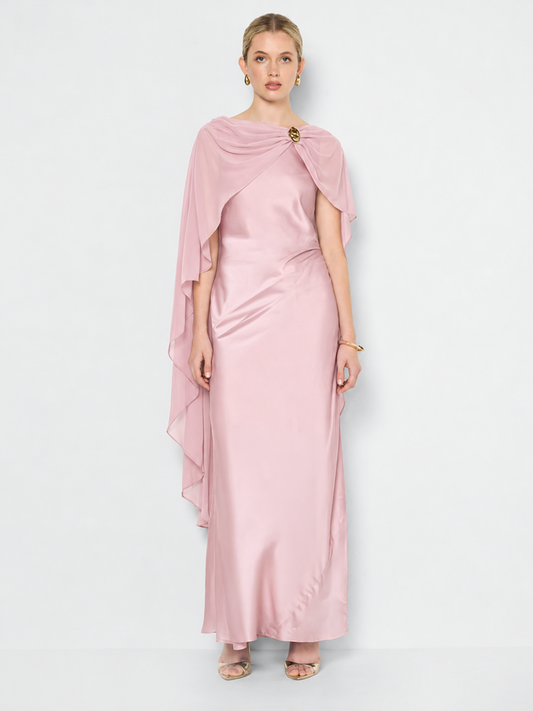 Brie Pink Overlay Satin Dress