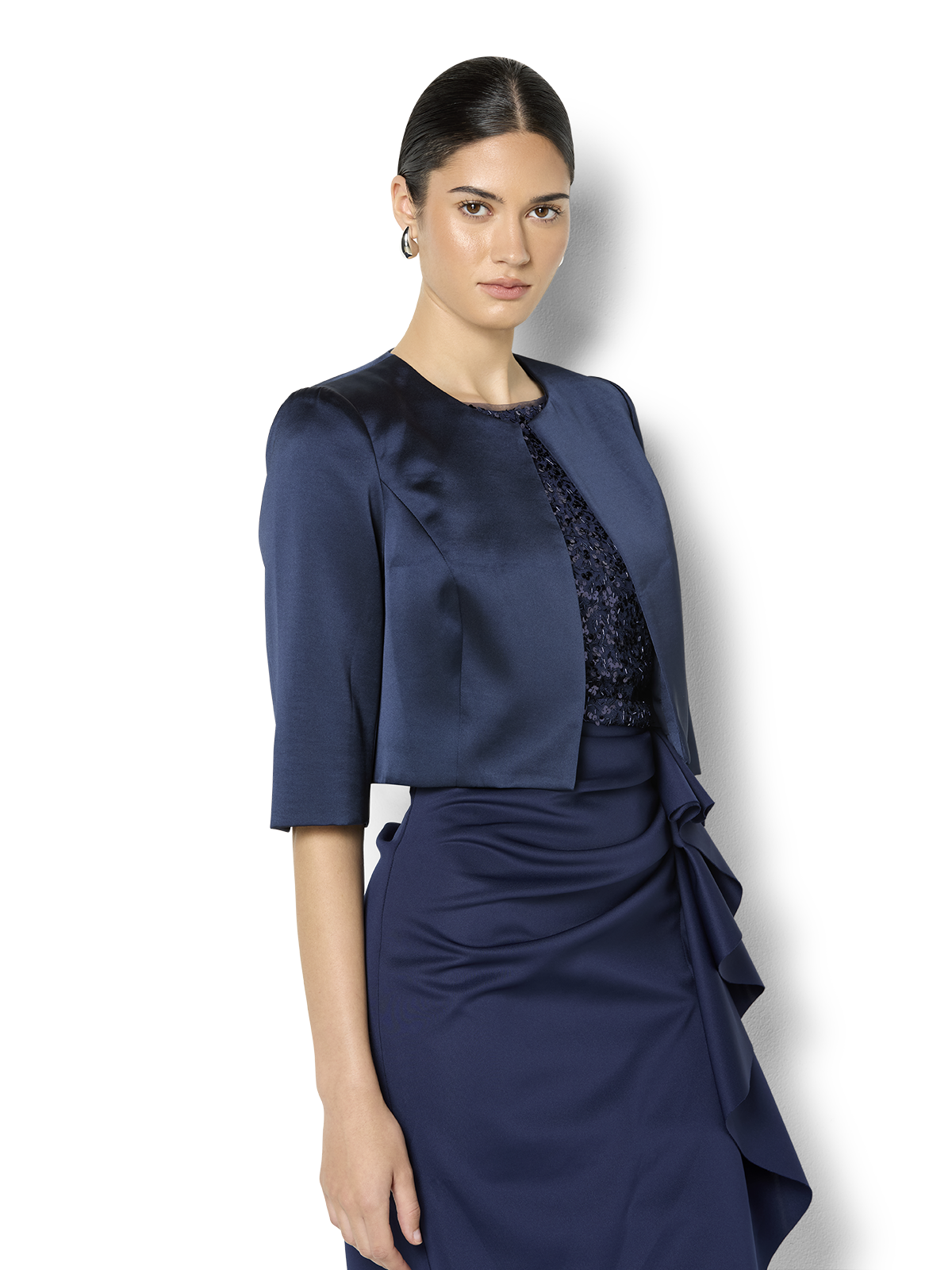Carina Navy Bolero - Montique Clothing Carina Navy Bolero - Montique Clothing