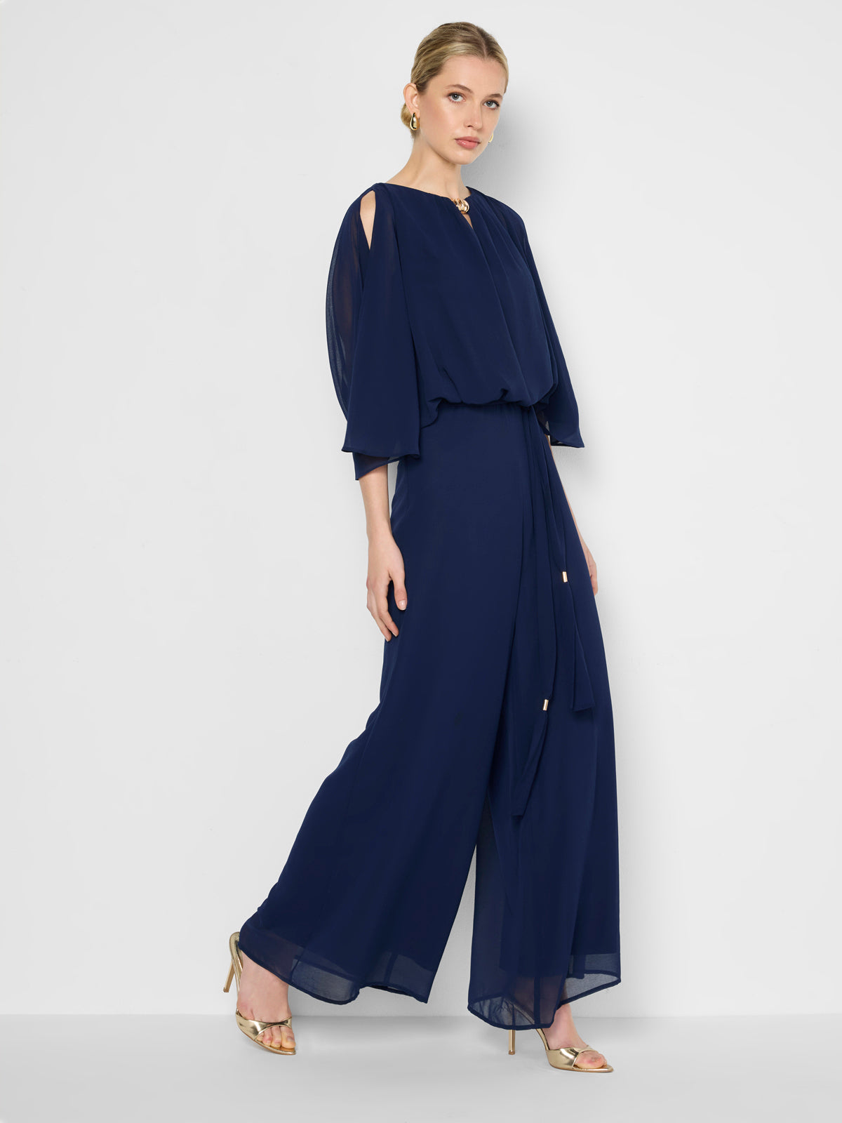 Carla Navy Georgette Jumpsuit