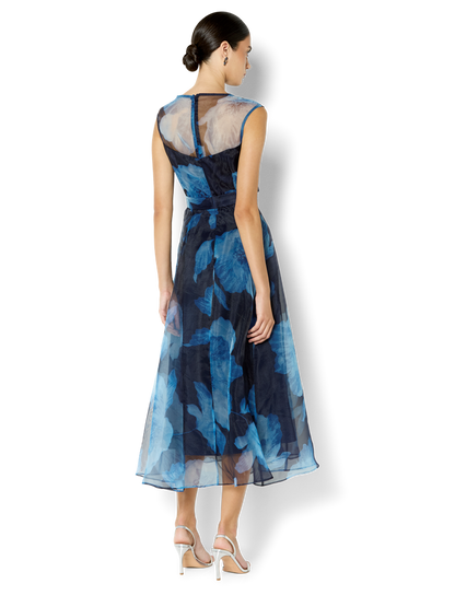 Christiana Navy Printed Organza Dress