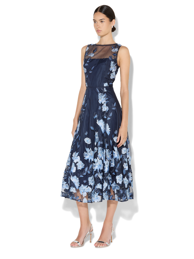 Clara Sky Blue Embroidered Dress