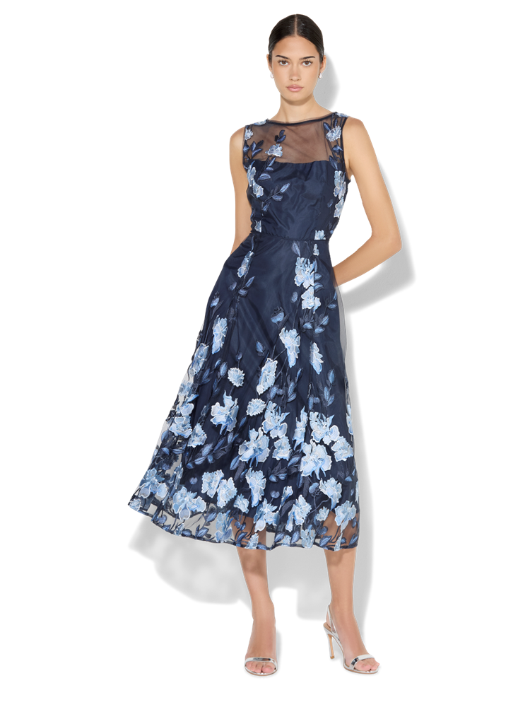 Clara Sky Blue Embroidered Dress