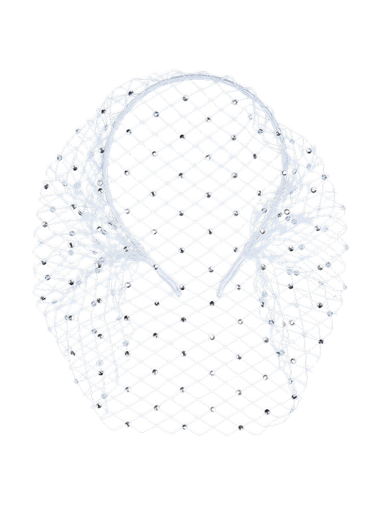 Darcey Ivory Diamante Netted Headpiece