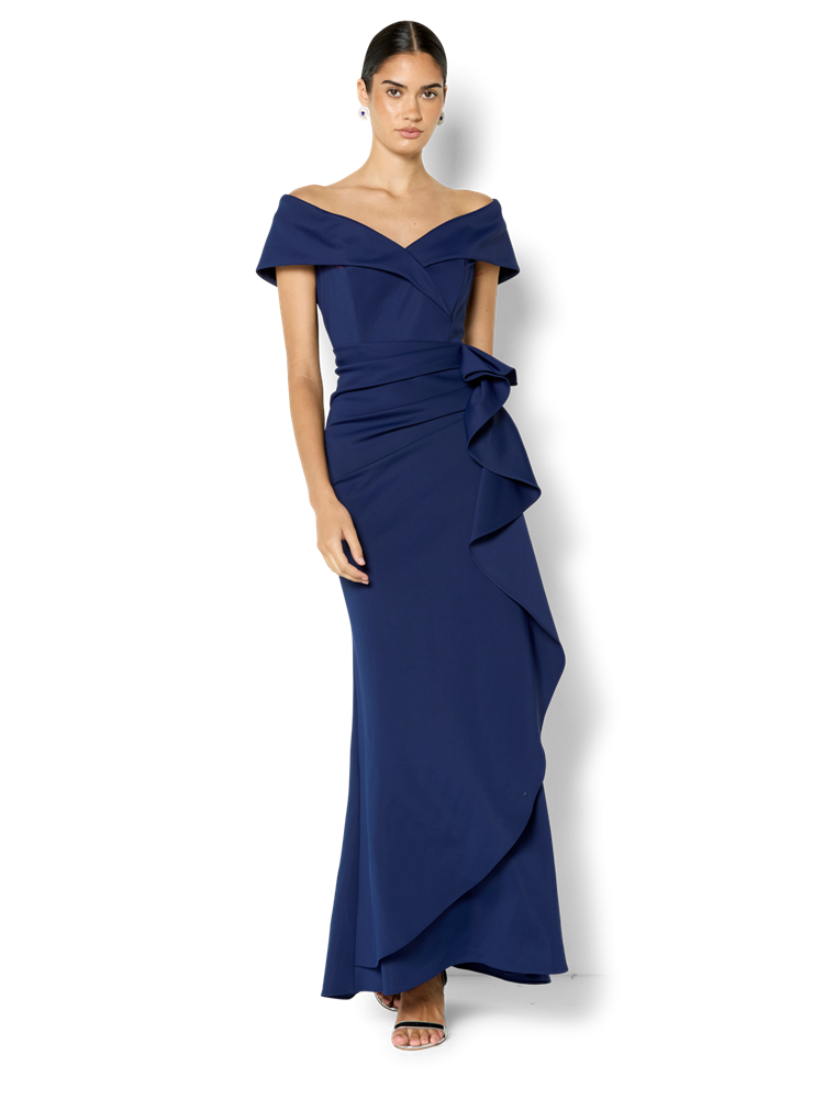 Delana Navy Off the Shoulder Gown