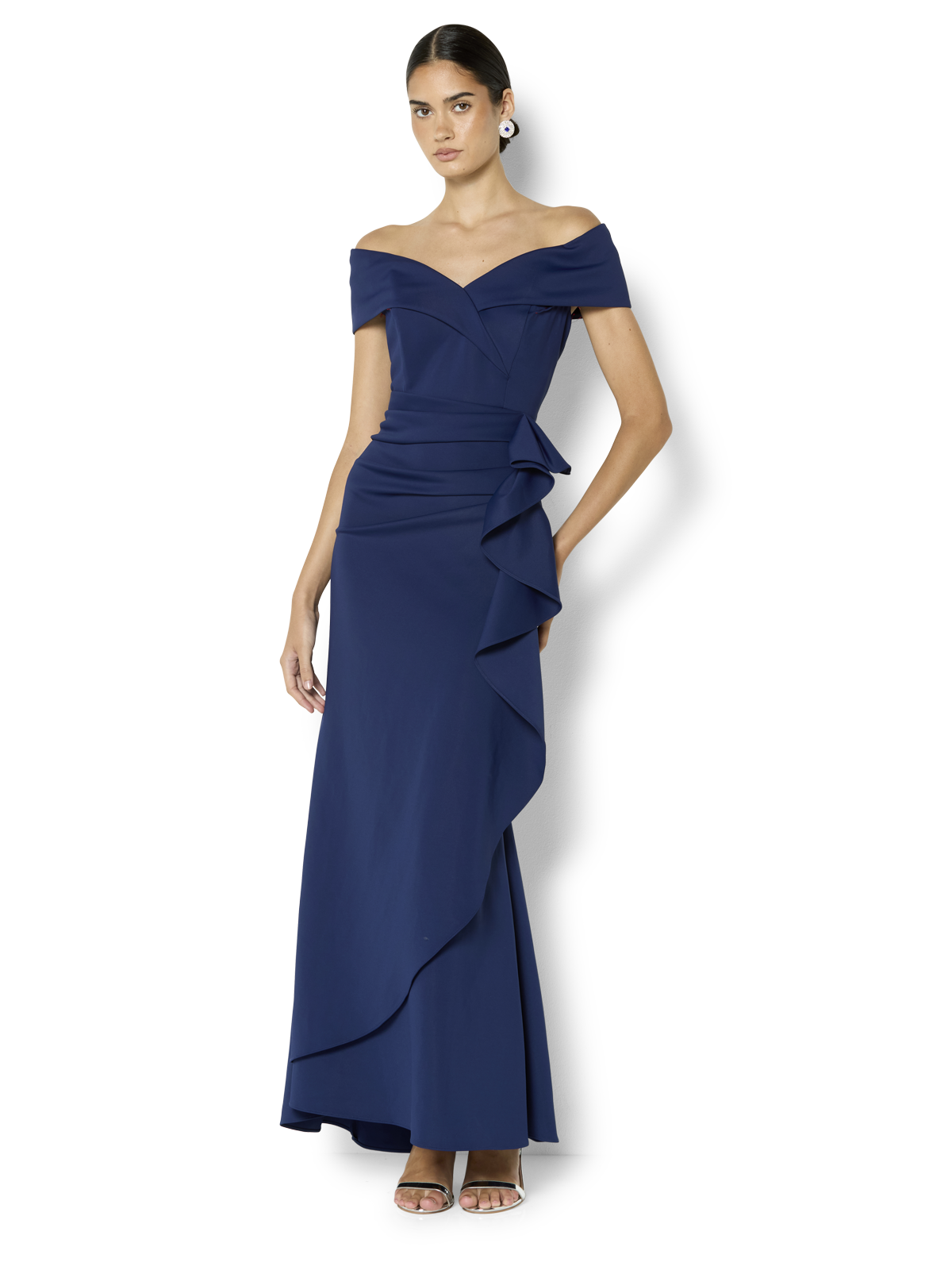 Delana Navy Off the Shoulder Gown