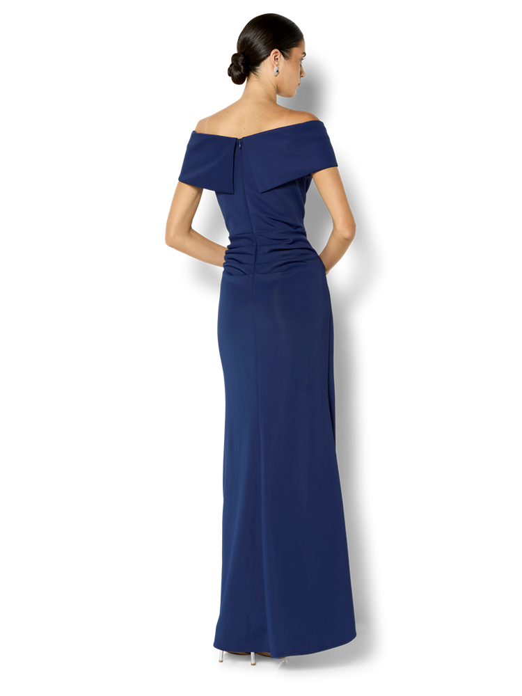 Delana Navy Off the Shoulder Gown