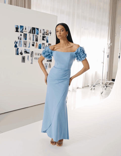 Diana Periwinkle Ruffle Sleeve Gown