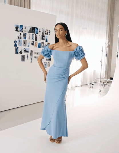 Diana Periwinkle Ruffle Sleeve Gown