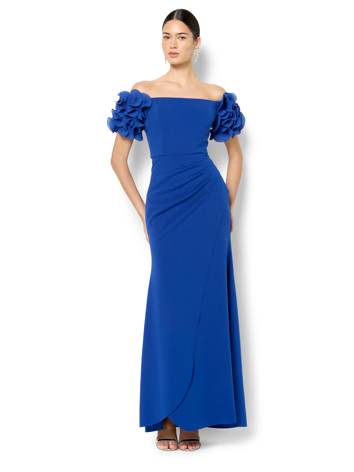 Diana Sapphire Ruffle Sleeve Gown