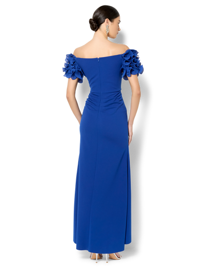 Diana Sapphire Ruffle Sleeve Gown