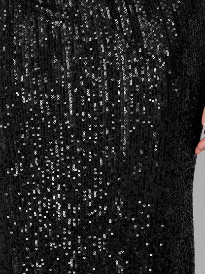 Della Black Off the Shoulder Sequin Gown