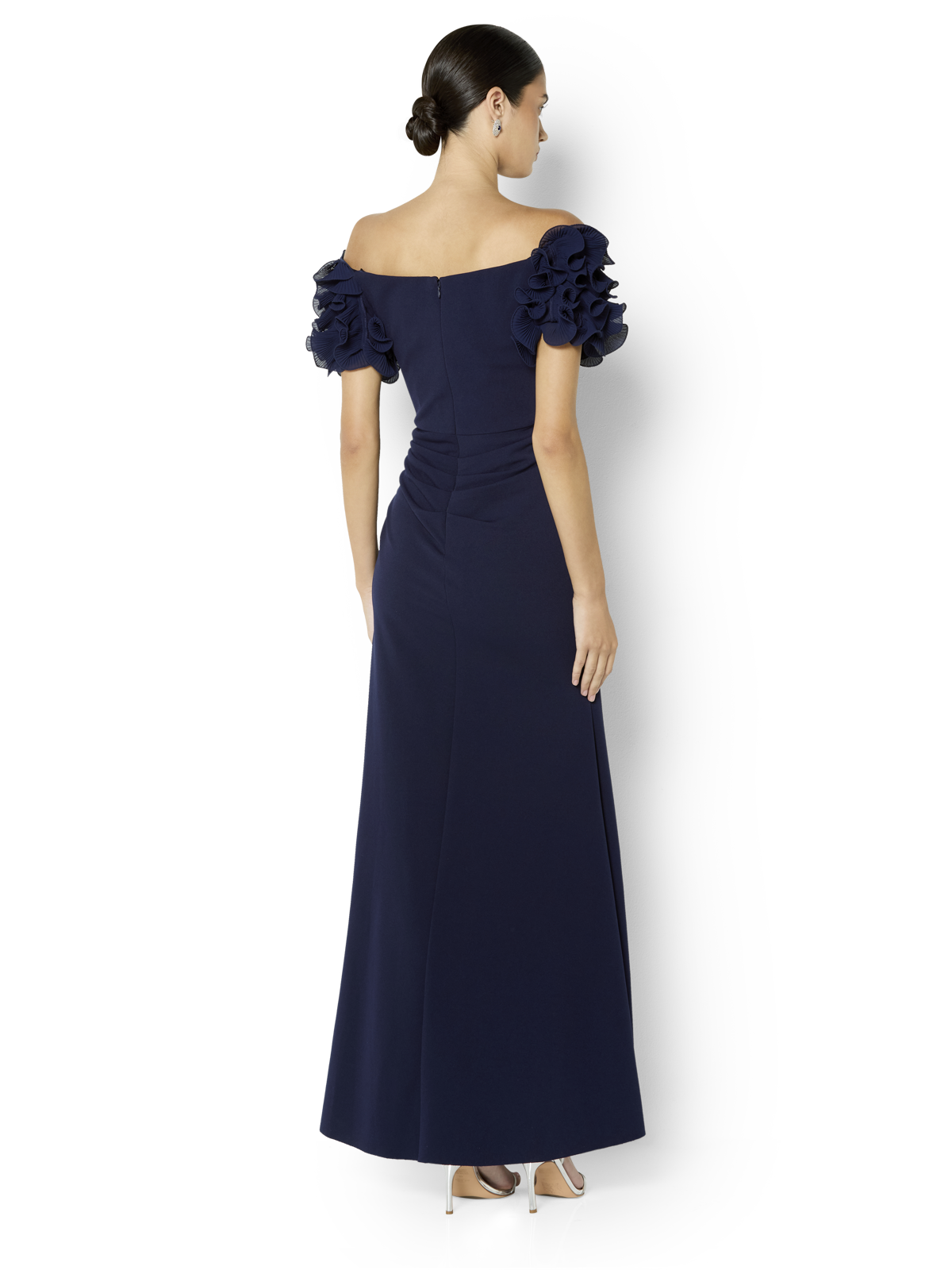 Diana Navy Ruffle Sleeve Gown